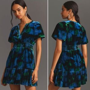 Anthropologie Vibrant Blue-Green Mini Dress